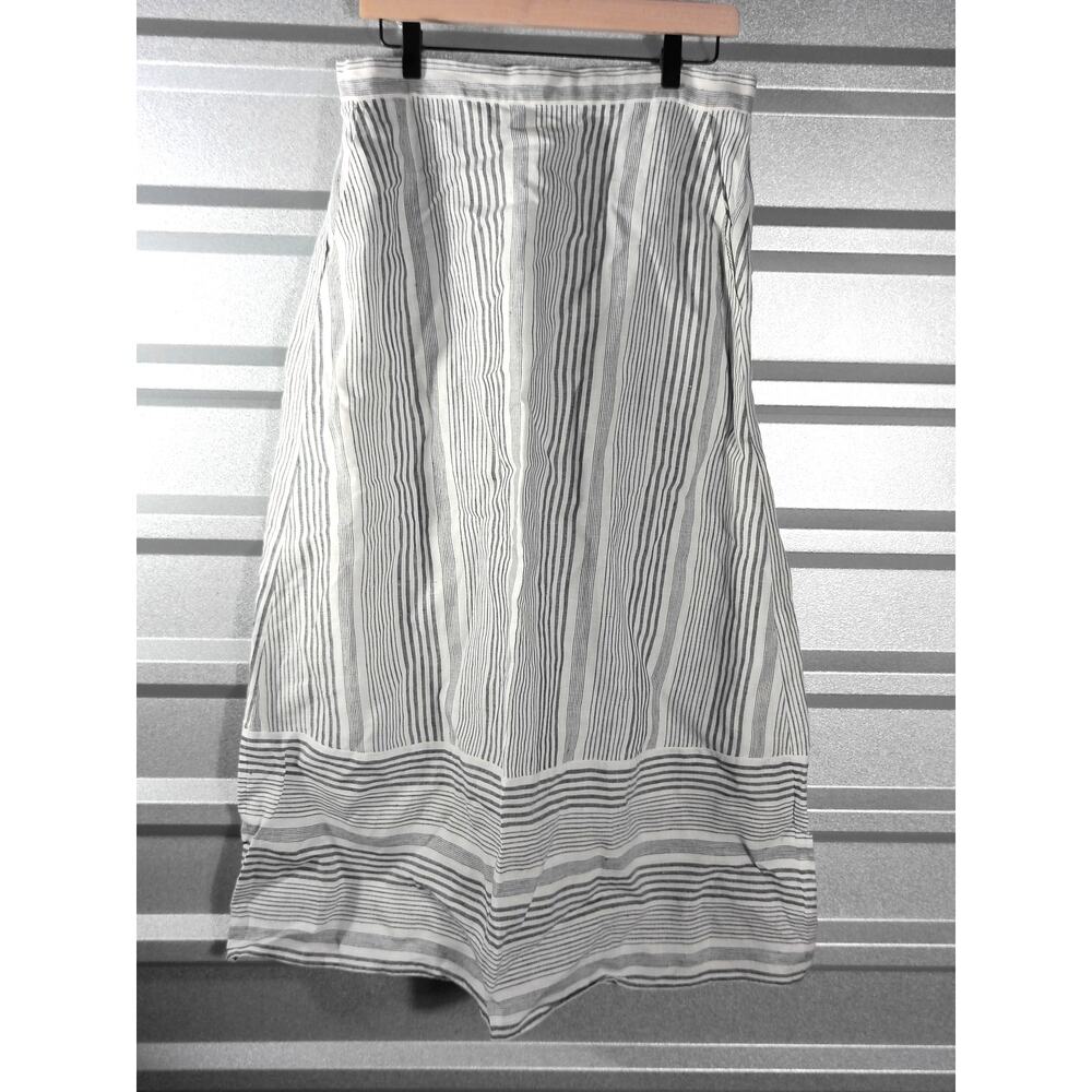 C&C California 100% Linen Striped Maxi Skirt Sz L